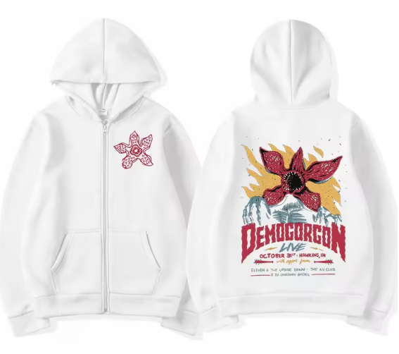Sweat Zippé Demogorgon Stranger Things – Fan-art Rétro & Geek